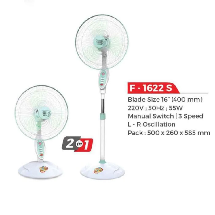 Maspion Kipas Angin Berdiri 2in1 Power Fan 16 Inch - F1622